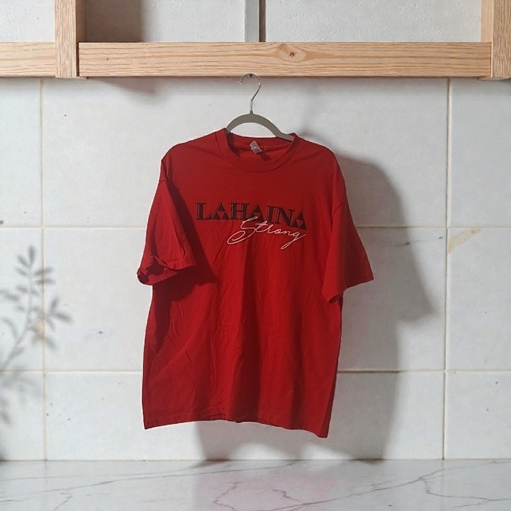 Lahaina Strong Graphic T-Shirt Red American Apparel 1301 Heavyweight Cotton XL